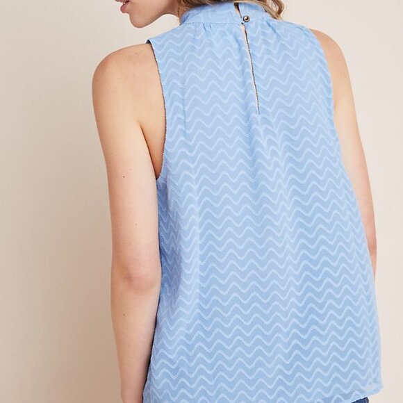 Maeve (Anthropologie) NWT Polyester Keyhole Blue CHARLEY Halter Blouse, Size 1X - Picture 6 of 12